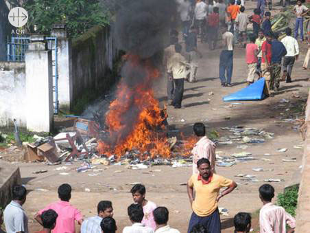India. Orissa, August 2008 Violence against Christians in the Archdiocese of Cuttack-Bhubaneshwar District Kandhamal.