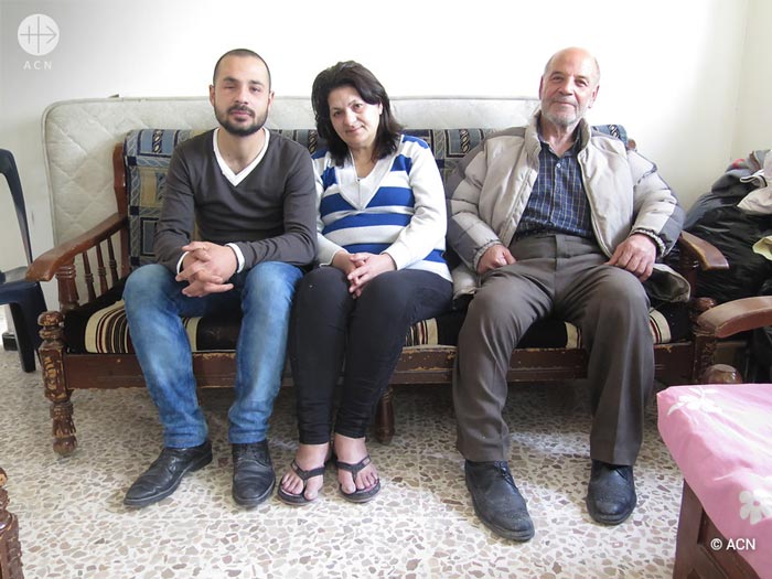 Elias Ghattas with his wife Lina Salloum and their son Thamin Ghattas in Homs.