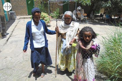 The work of the Daughters of Charity of St Vincent de Paul at Eparchiy of Adigrat in Ethiopia: Children from feeding program with Sr. Medhin.