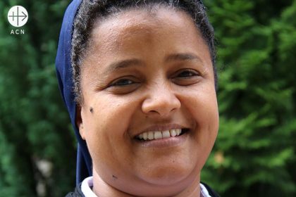 Sister Tesfay Medhin of the Daughters of Charity of St Vincent de Paul of the Tigray Region, Eparchy of Adigrat, in Ethiopia, during a visit to "Aid to the Church in Need".