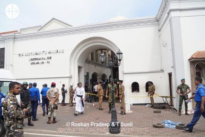 St. Anthony´s Shrine after the deadly blasts secured by miliatry and police.