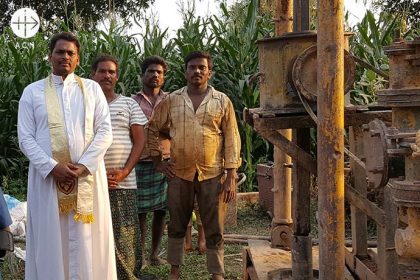 India: a new water well for a boarding school run by Italian sisters in the diocese of Eluru.