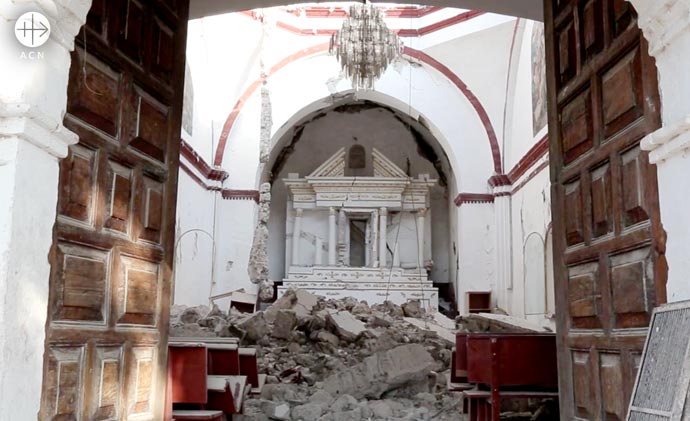 Church destroyed after earthquake in Mexico