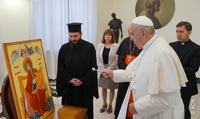 On 15 September the Pope also blessed an icon with the motif of “Our Lady of Sorrows, Consoler of Syrians”.