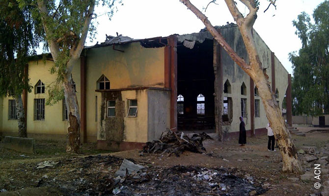 The Catholic Church of St Rita and the catechist house in Kaduna after a suicide attack by Boko Haram.