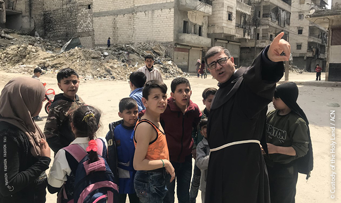 Among the local inhabitants who have remained in their homes, there are two Franciscan friars.