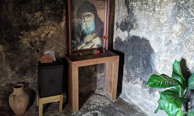 The tomb of St Charbel in the Monastery of St Maron in Annaya.