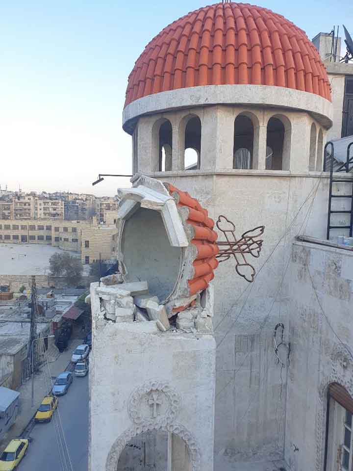 Dommages dans l'archidiocèse orthodoxe syriaque d'Alep après le tremblement de terre