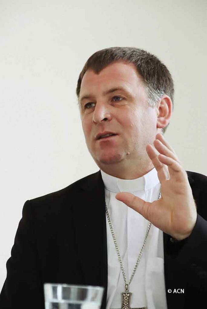 Bishop Pavlo Honcharuk, of the Latin rite Diocese of Kharkiv-Zaporizhia in Ukraine, during a visit to ACN headquarters in June 2024