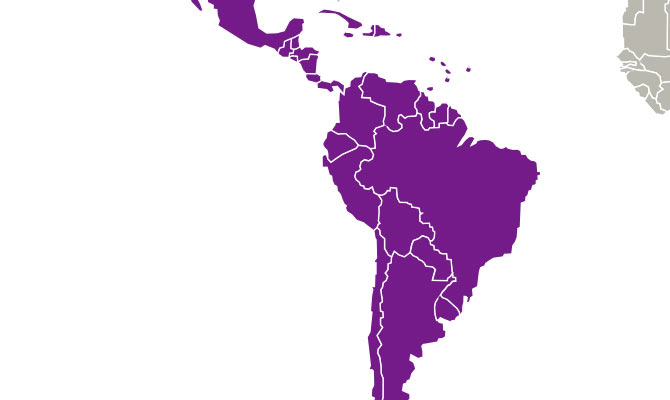 Mapa de América Central y del Sur