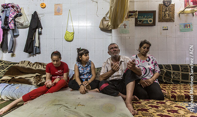 A displaced family from Aleppo, which has been living for nearly three years under difficult conditions in Tartus, a city on the Syrian coast.