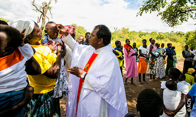 Baptism in the Palabek refugee camp.