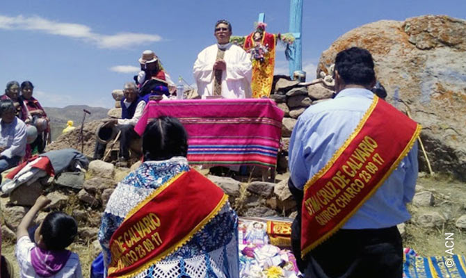 Sometimes Holy Mass is celebrated under the open sky.